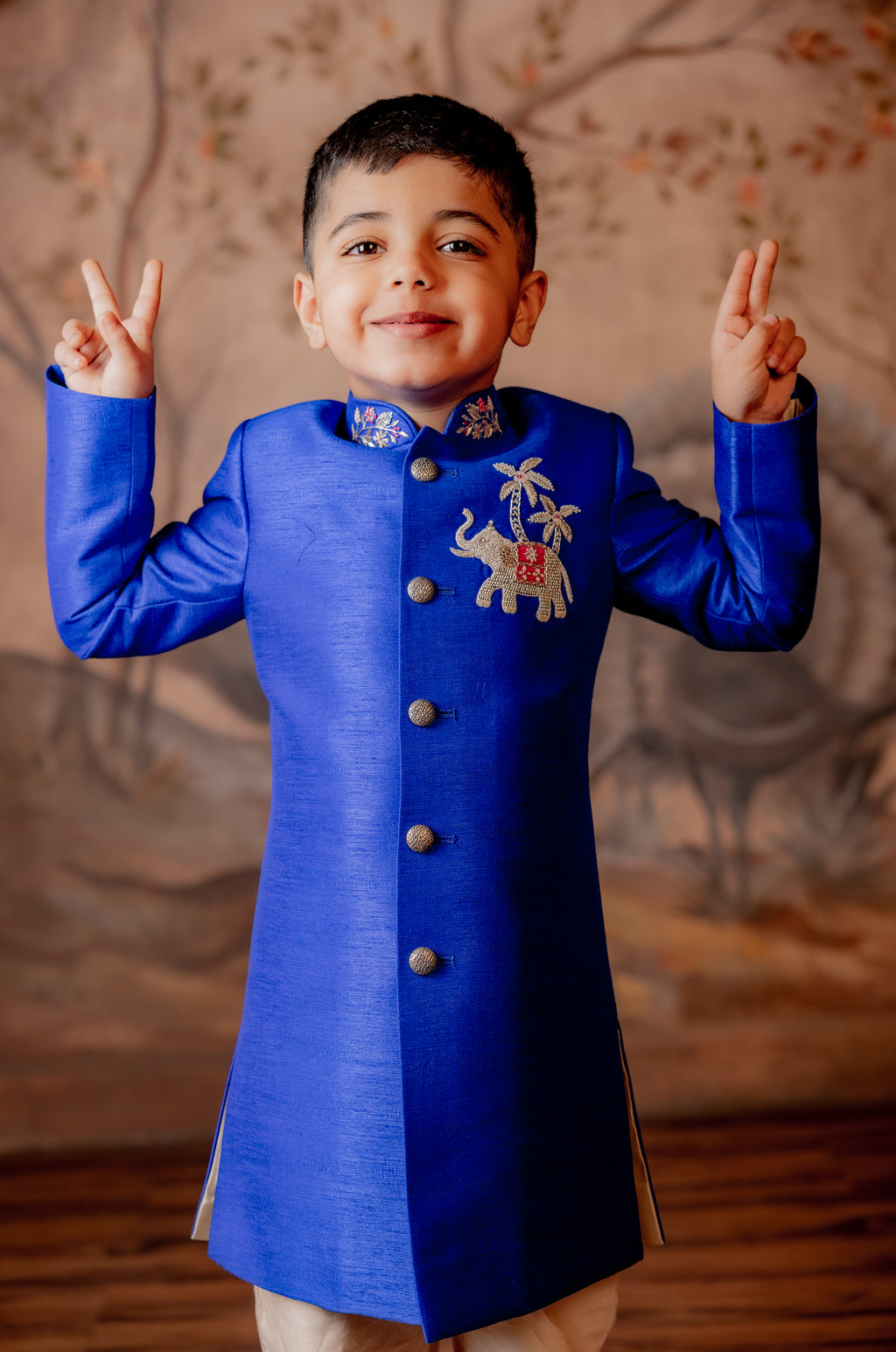 ROYALE BLUE SILK INDO WESTERN