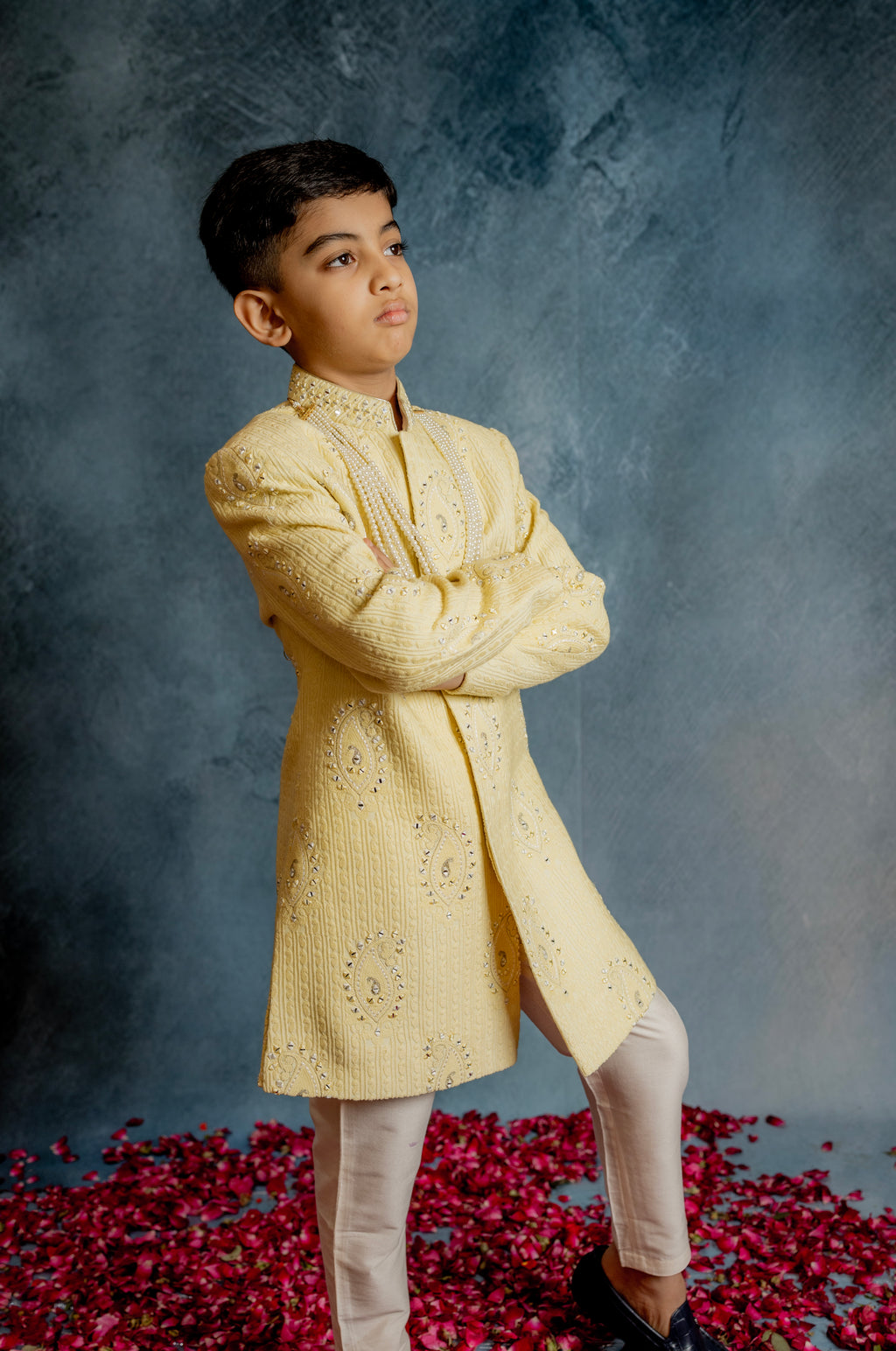IVORY LUCKNOWI INDO WITH BUTTA EMBROIDERY