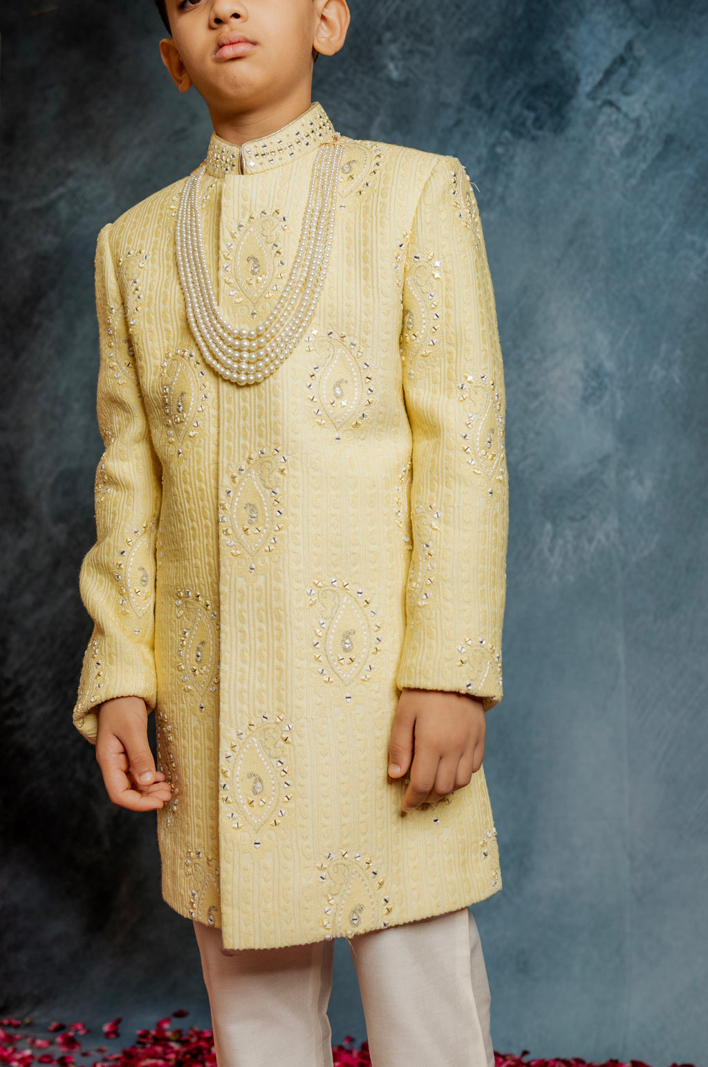 IVORY LUCKNOWI INDO WITH BUTTA EMBROIDERY
