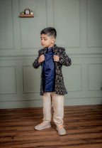 BLUE VELVET EMBROIDERED OPEN STYLE INDO WESTERN