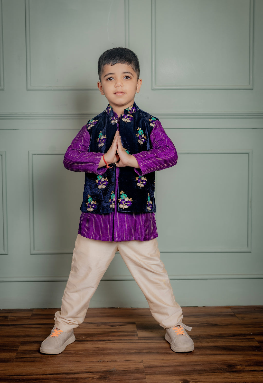 BLUE BUNDI WITH PURPLE KURTA