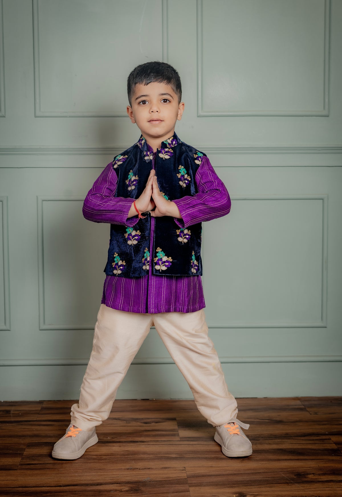 BLUE BUNDI WITH PURPLE KURTA
