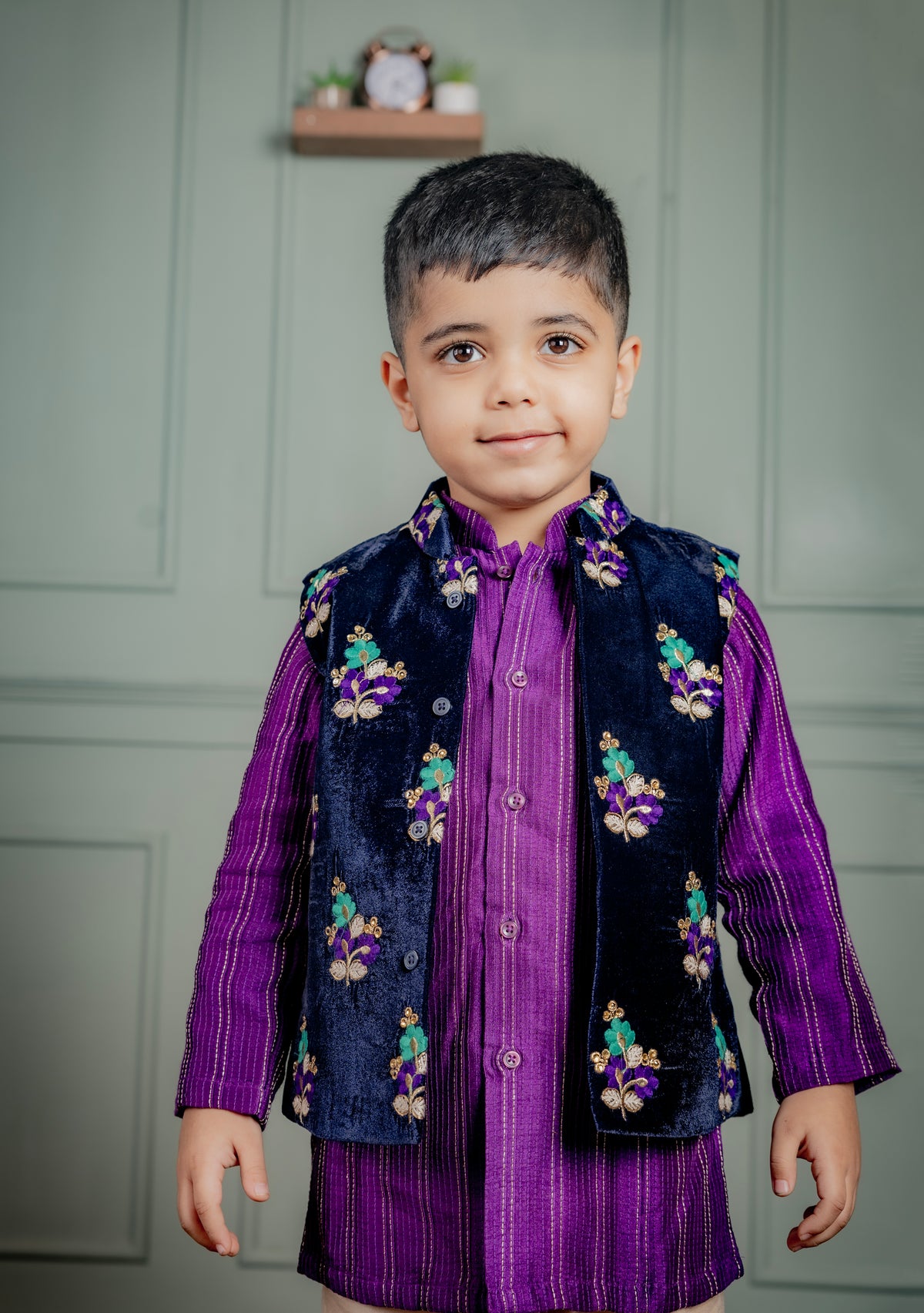 BLUE BUNDI WITH PURPLE KURTA