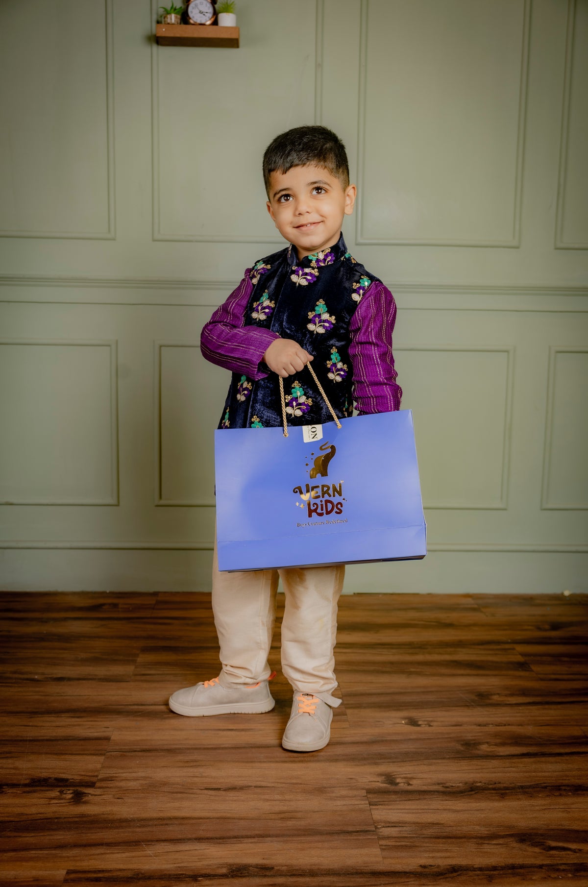 BLUE BUNDI WITH PURPLE KURTA