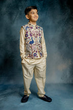 CREAM ALL OVER HEAVY EMBROIDERD BUNDI KURTA SET