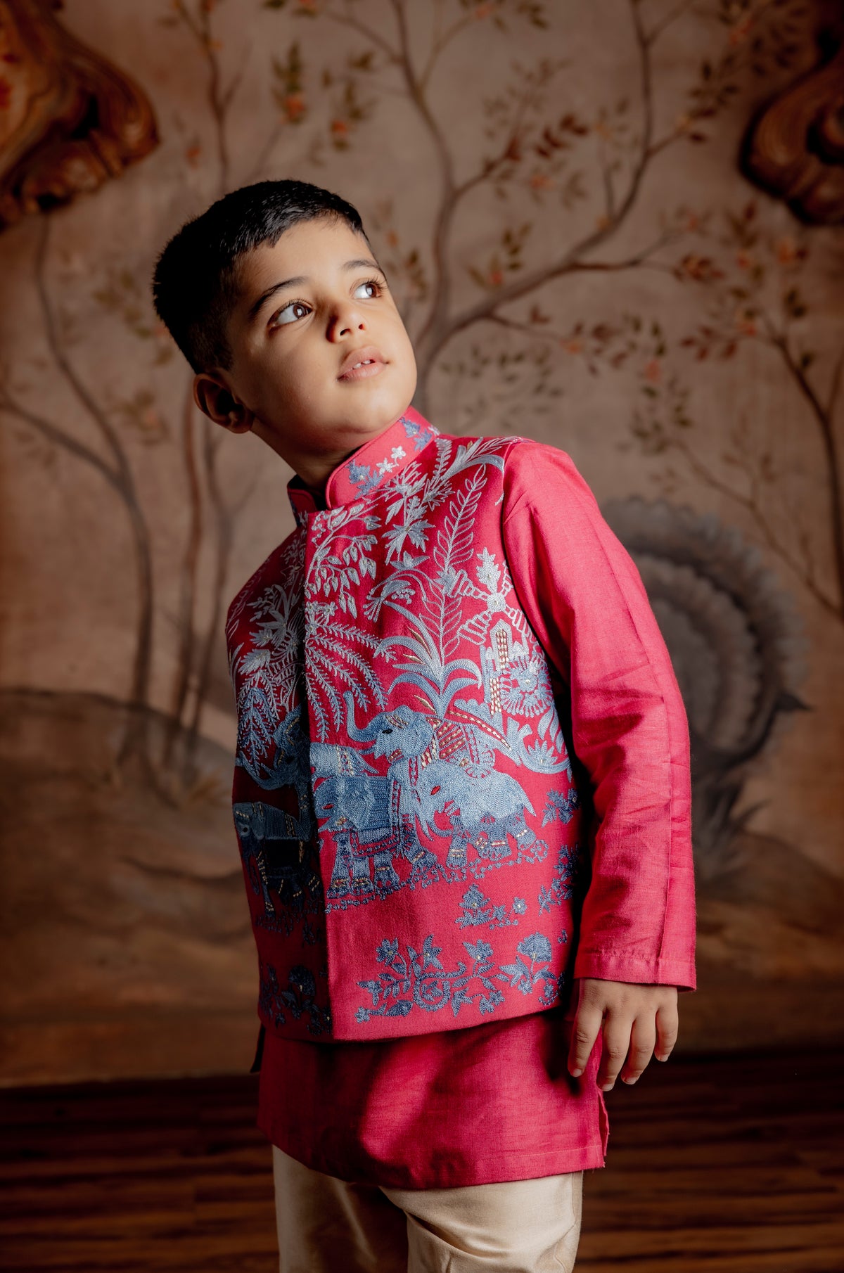 MAGENTA BUNDI KURTA SET