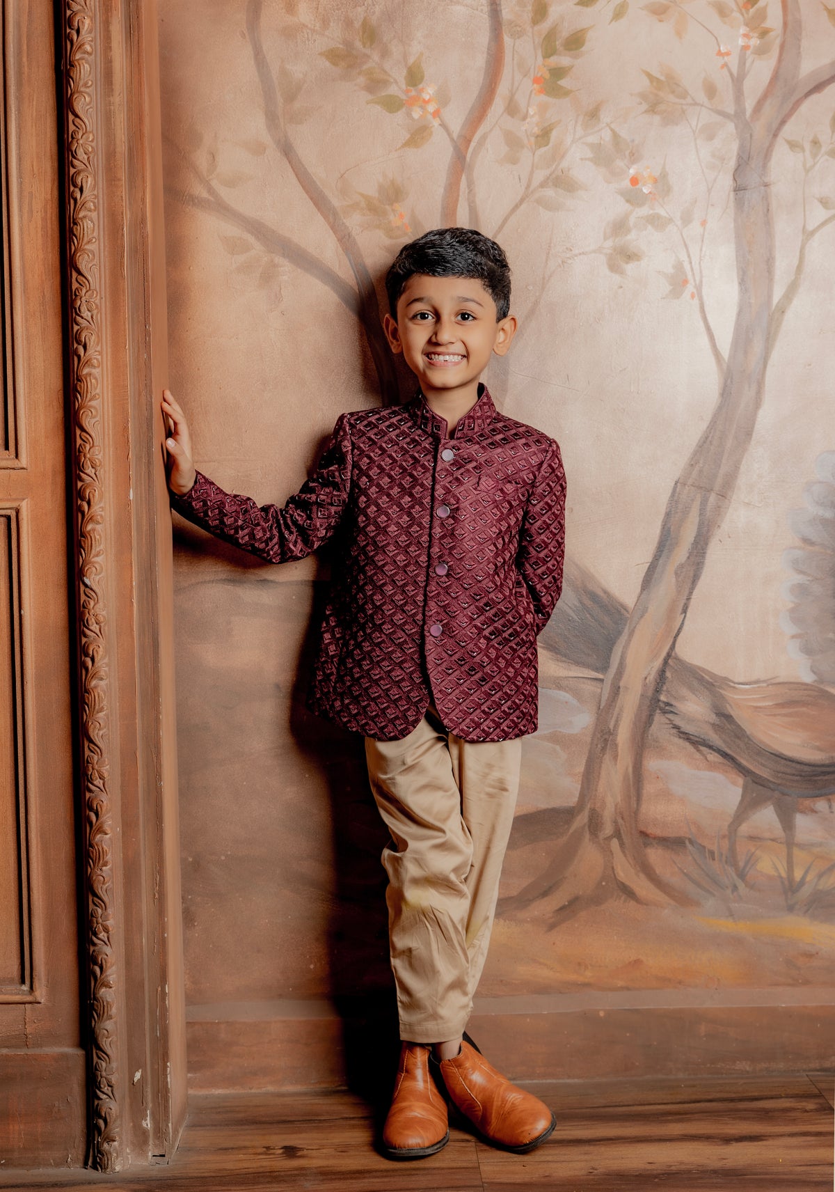 MAROON SILK JODHPURI
