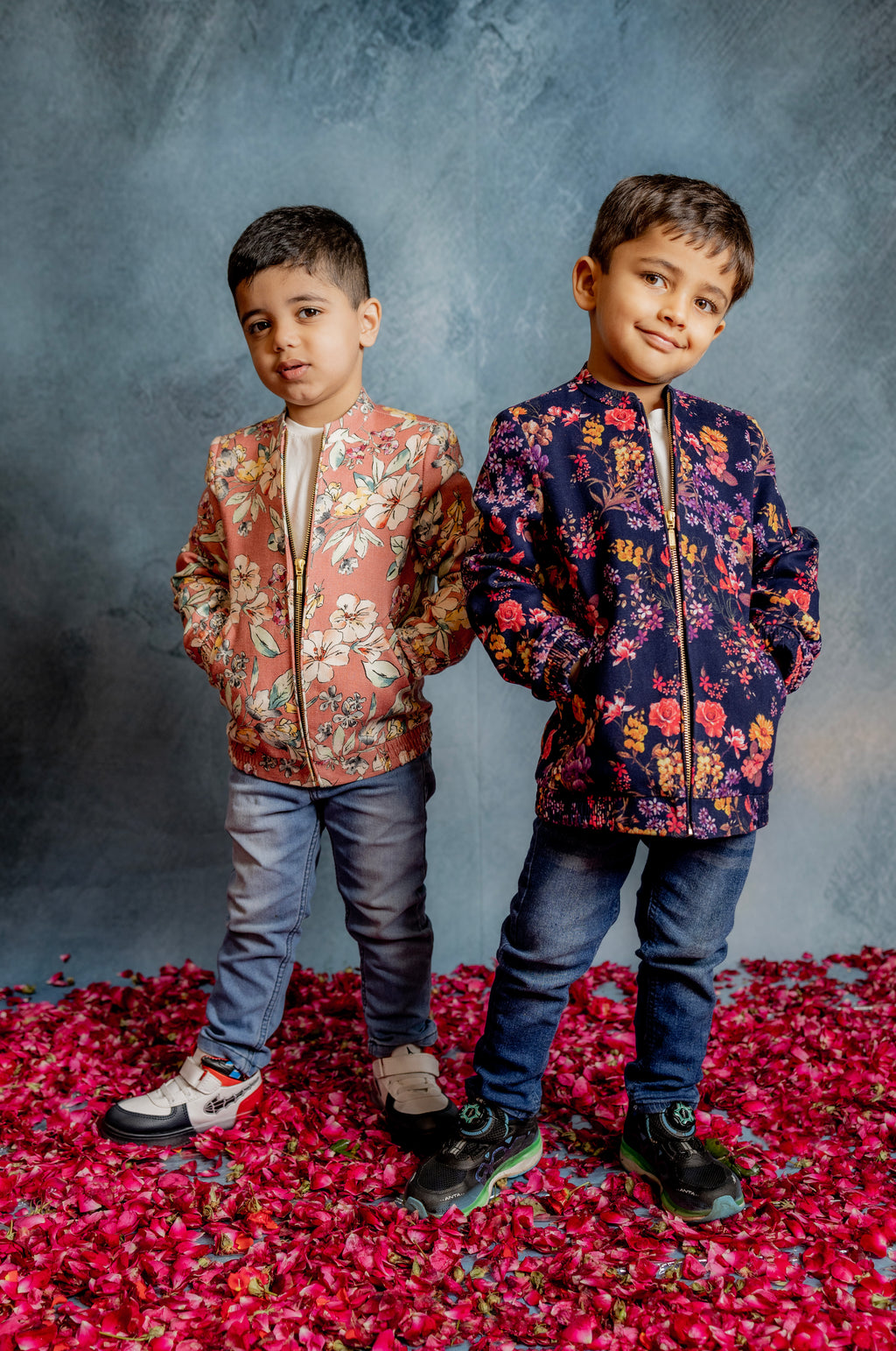 PEACH FLORAL PRINTED BOMBER JACKET