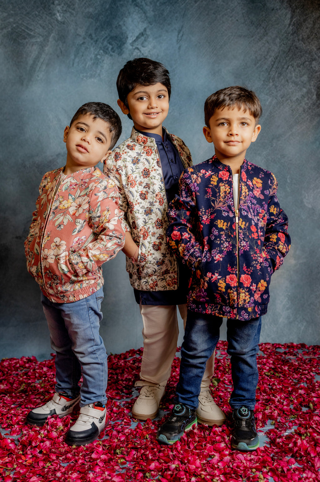 PEACH FLORAL PRINTED BOMBER JACKET