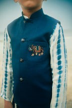 BLUE BUNDI AND PRINTED KURTA SET